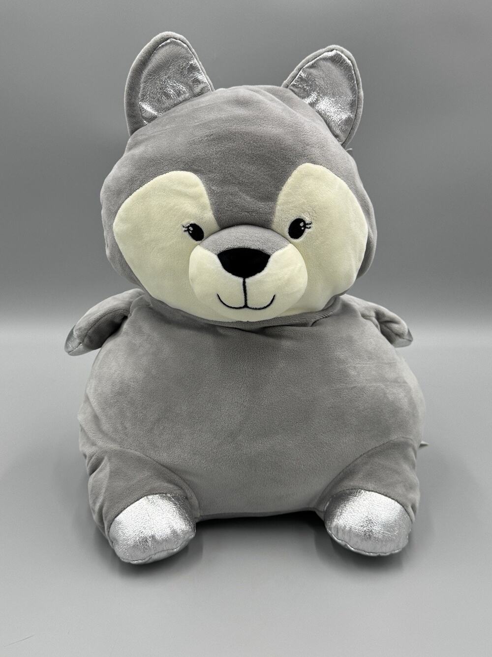Animal Adventure Wolf Husky Gray Silver Plush Squeeze with Love 14” Stuffed Toy